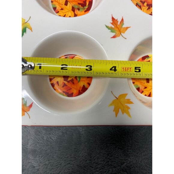 Ceramic Fall Leaves Muffin Pan Design 6-Cup By Certified International seasonal - Picture 6 of 11